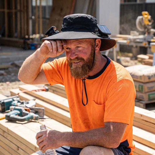 Kragg Field Hat — Solar Fan Fishing Hat with Wide Brim, Dual Cooling Fans & UV Sun Protection